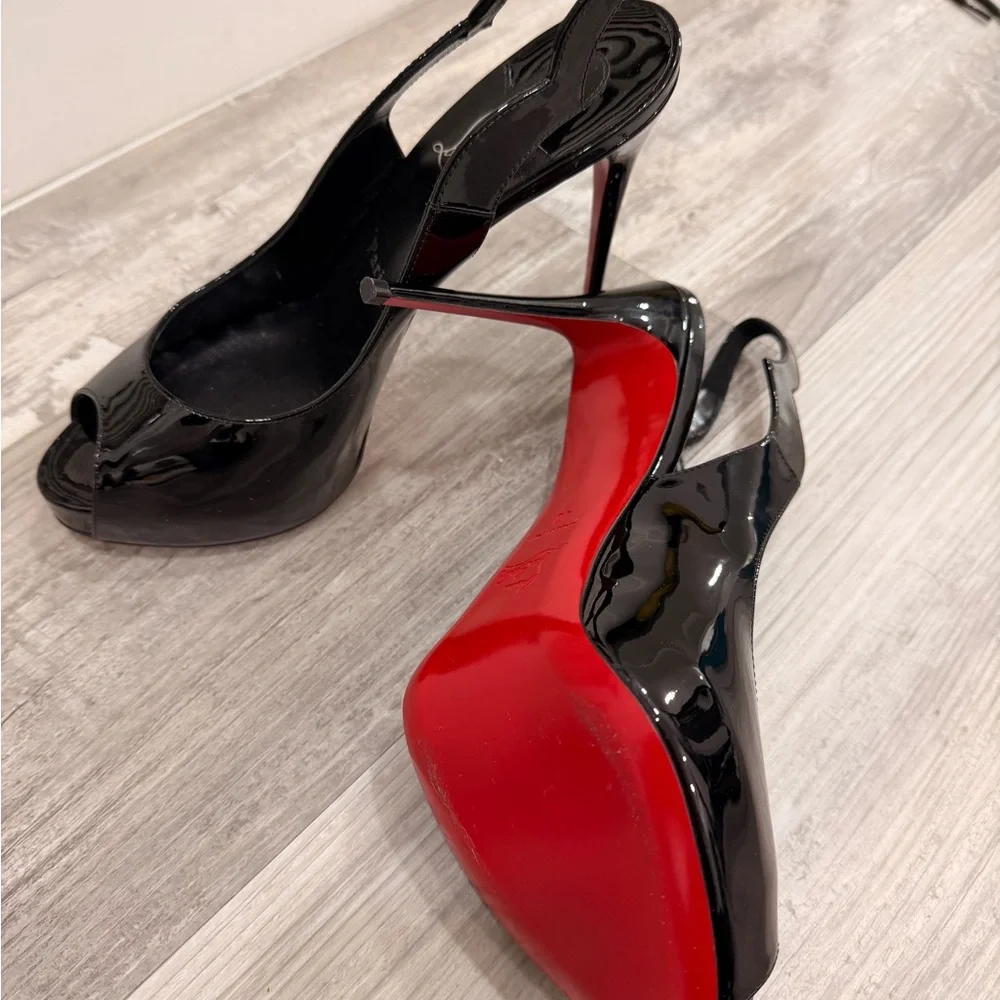 Christian Louboutin Hot Chick Sling Alta 120MM Patent Leather Heels size 40 - Picture 2 of 5